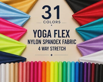 Yoga Flex Nylon Spandex Fabric By The Yard | Shiny Swimwear Fabric | 60” Wide | for Dress, Activewear, Swimwear