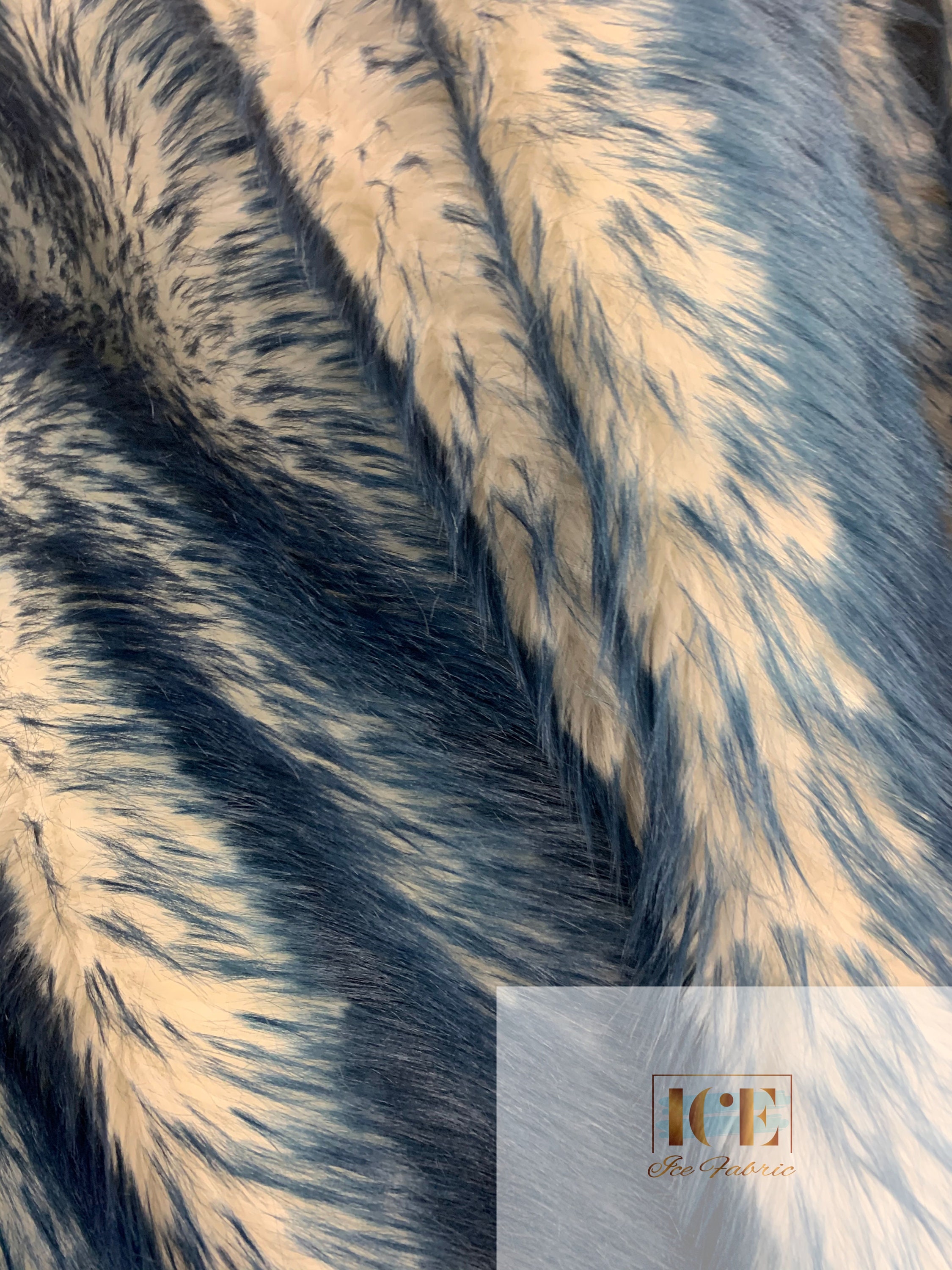 Shaggy Faux Fur Fabric by the Yard Light Blue