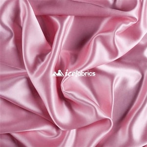 Candy Pink- Soft Silky Shiny Stretch Charmeuse Satin Fabric By The Yard- Thin Satin- %5 Spandex