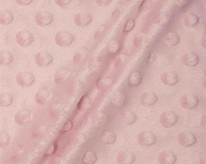 Light Pink Polka Dot Minky Fabric By The Yard | Wholesale Price Ultra Soft Fleece Fabric | 60” Wide | CloudPop