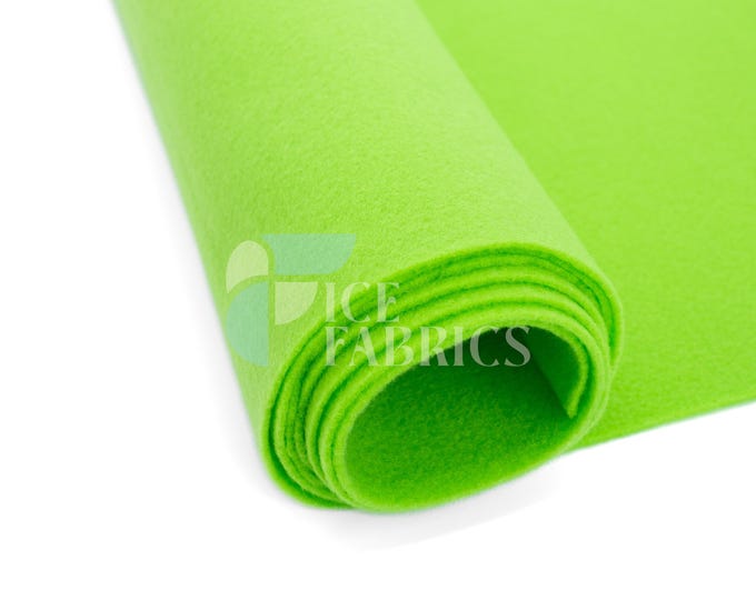 Lime Green Acrylic Felt Fabric By The Yard | Crafts Fabric | 72” Inches Wide | Thick Acrylic Felt Fabric