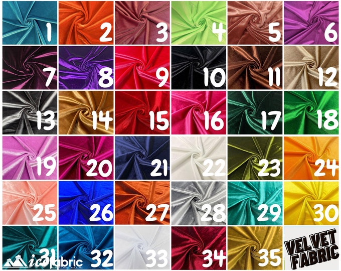 Luxury 4 Way Stretch Velvet Fabric By The Yard | 58’’ Width | Available in Many Colors | Soft and Smooth Fabric