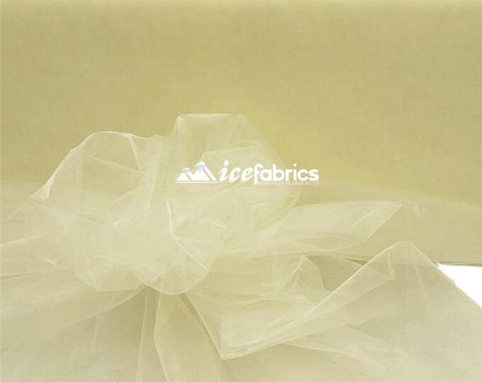 Ivory_ Crystal Sheer Organza Fabric By The Yard and By The Roll- for Decorations, Fashion Dress.