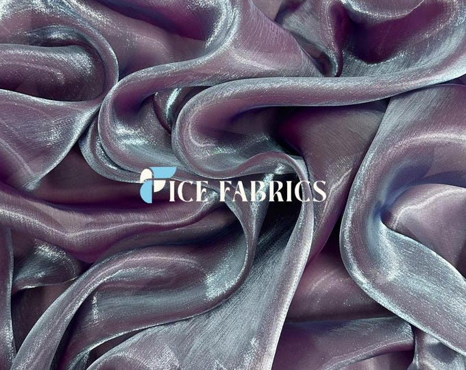 Purple Iridescent Reflective Liquid Chiffon Fabric By The Yard (60” Wide) Crystal Chiffon Fabric Prom and Wedding dress