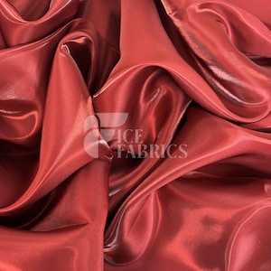 Wine Red Reflective Liquid Thick Silky Satin Fabric - 58” Wide Shiny Two-Tone Satin Fabric - Bridal Satin Fabric for Dress, Decoration