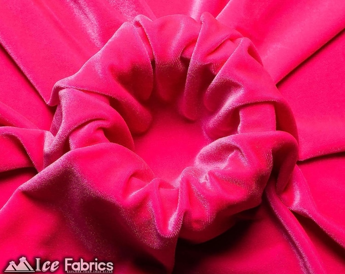 Smooth Hot Pink 4 Way Stretch Velvet Fabric By The Yard | Polyester Spandex Fabric | 60” Wide | for Dress, tablecloth, Drapery
