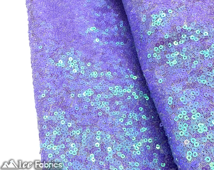 Luxury Iridescent Lavender Mini Sequin Fabric By The Yard on Mesh Fabric | Glitter Sequin Fabric | 3mm Sequin Fabric