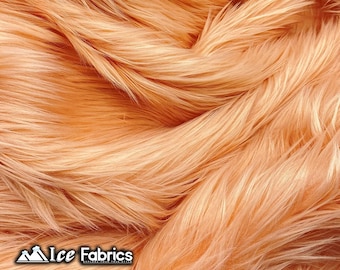 Blush Shaggy Mohair Animal Long Pile Faux Fur Fabric By The Yard | Fake Fur Material | 60” Wide | Solid and Soft | LuxeShag Fur