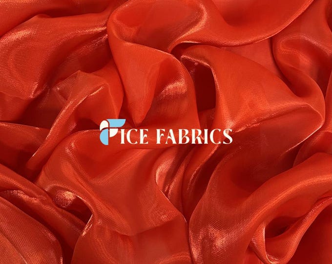 Red Iridescent Reflective Liquid Chiffon Fabric By The Yard (60” Wide) Crystal Chiffon Fabric Prom and Wedding dress