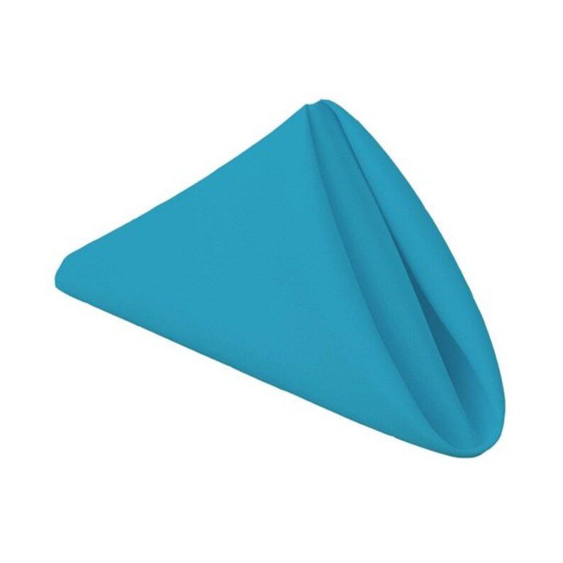 17 x 17 Inch Turquoise Solid Washable Polyester Dinner Napkins Set of 12 Napkins