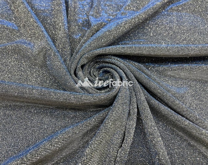 Classic 2 Way Stretch Iridescent Silver, Royal Glitter Fabric By The Yard _ Shiny Spandex Glitter Fabric _ 58’’ Width _ %5 Stretch