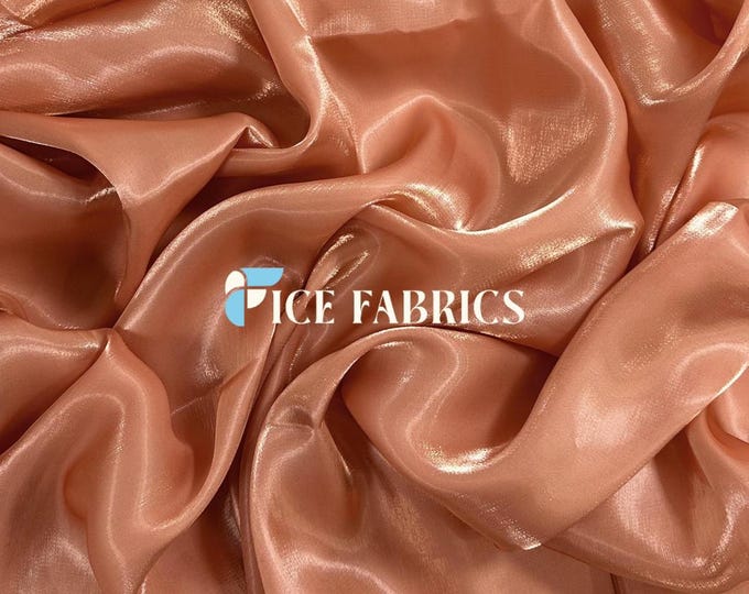 Coral Iridescent Reflective Liquid Chiffon Fabric By The Yard (60” Wide) Crystal Chiffon Fabric Prom and Wedding dress