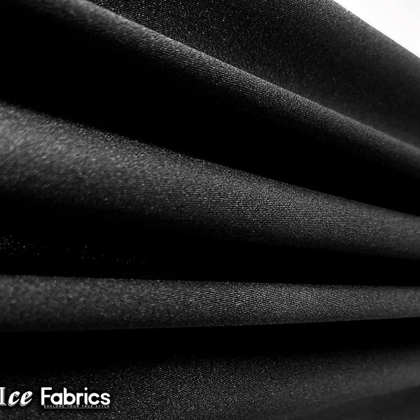 Black Shiny Nylon Spandex Fabric By The Yard | 4 Way Stretch Fabric | Swimsuit Fabric | Dress, Tablecloth