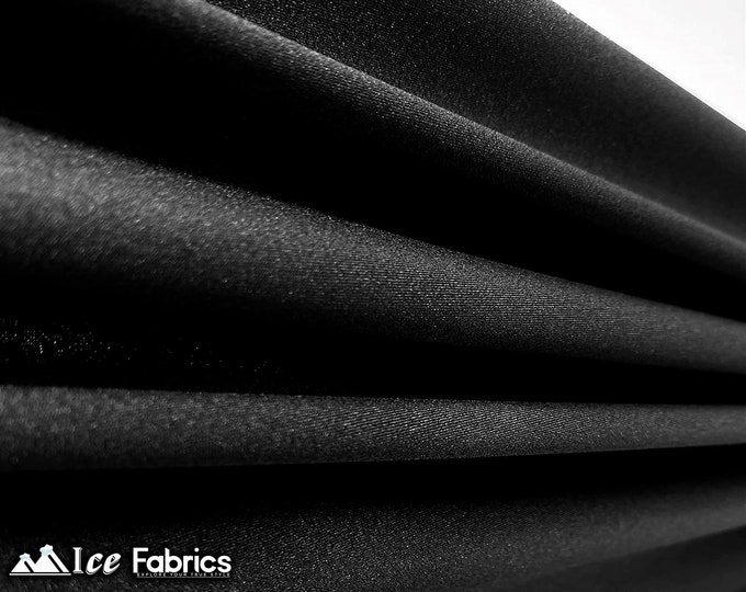 Black Shiny Nylon Spandex Fabric By The Yard | 4 Way Stretch Fabric | Swimsuit Fabric | Dress, Tablecloth