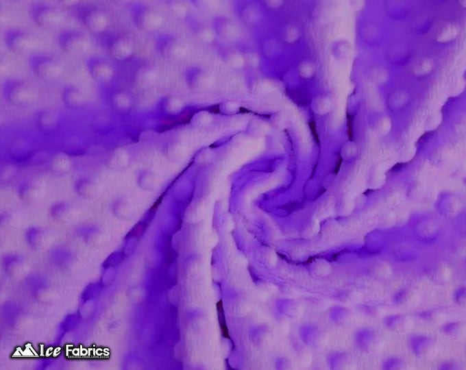 New Purple Dot Minky Fabric By The Yard | Wholesale Price Ultra Soft Fleece Fabric | 60” Wide