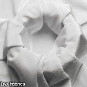 Gladde witte 4-way stretch fluwelen stof op maat gesneden | Polyester Spandex-stof | 60&quot; breed | voor jurk, tafelkleed, draperie