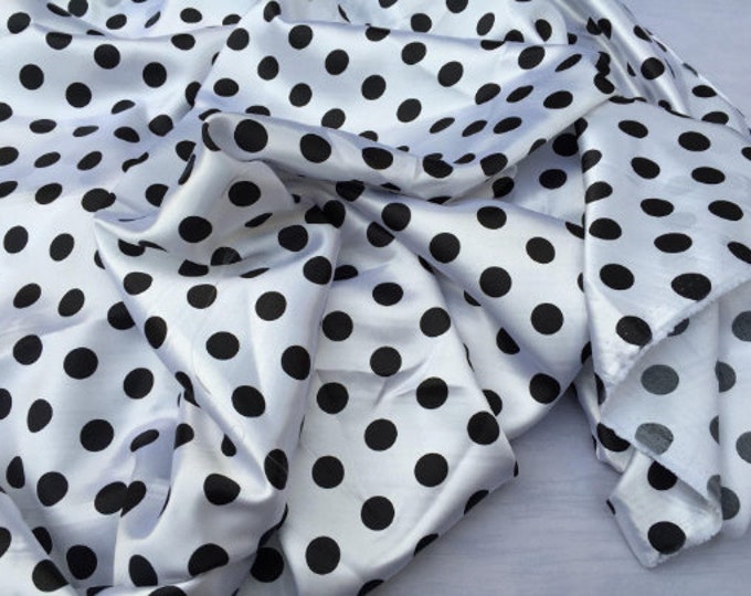 White/black 1/2inch Polka Dot Silky/soft Charmeuse Satin Fabric wedding dresses prom fashion tablecloths decorations by the yard