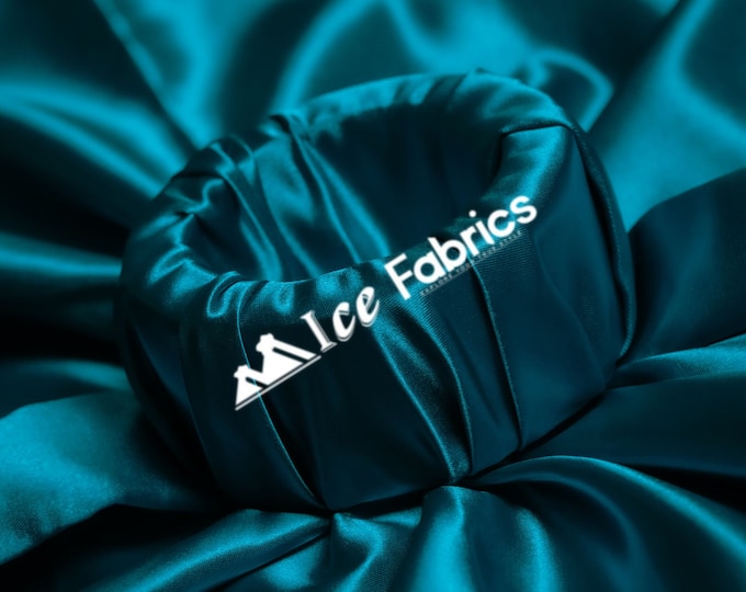 Teal Green Shiny Thick Satin Fabric By The Yard Bridal Satin Fabric (60” Wide) for Tablecloths, decoration and more
