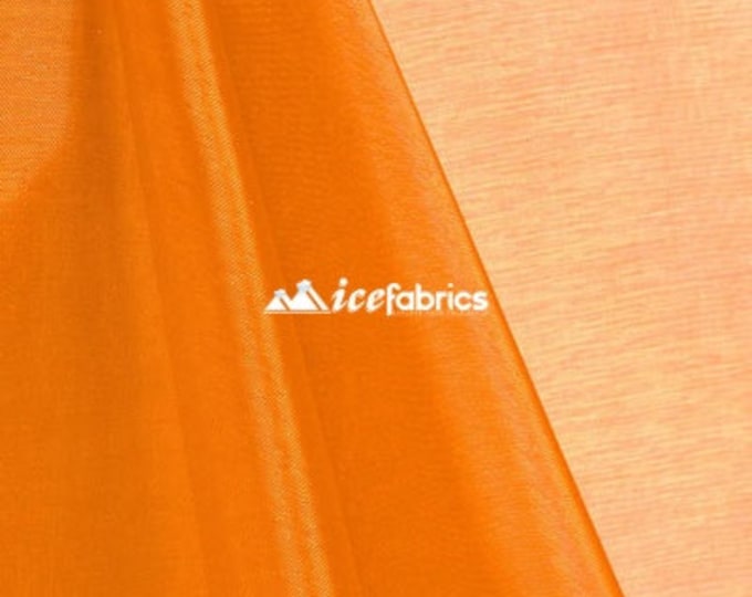 Orange_ Crystal Sheer Organza Fabric By The Yard and By The Roll- for Decorations, Fashion Dress