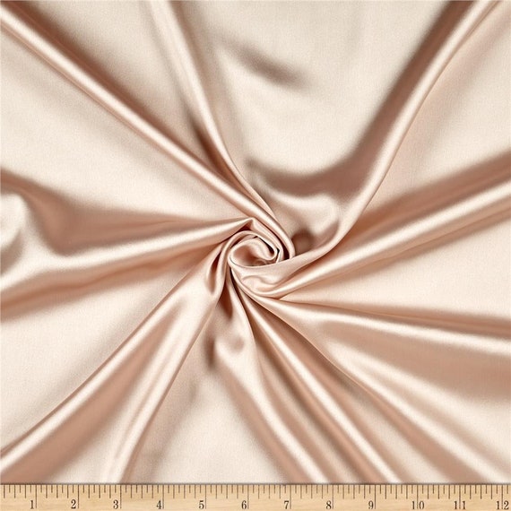 Beige Soft Silky Shiny Stretch Charmeuse Satin Fabric by the Etsy UK