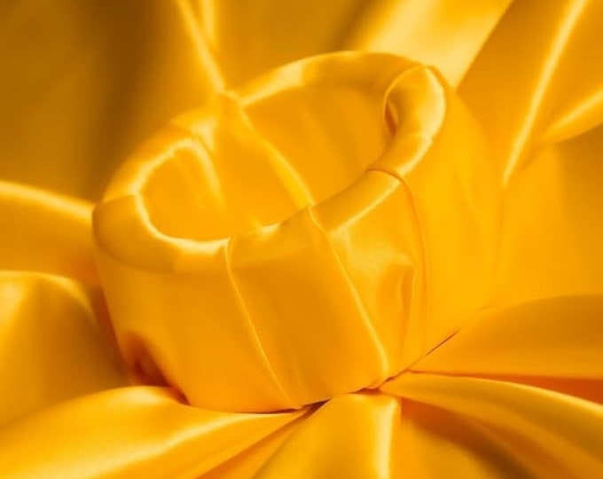 Bridal Satin Yellow Shiny Satin Fabric By The Yard Thick Satin Fabric (60” Wide) Apparel, wedding decor, tablecloth.