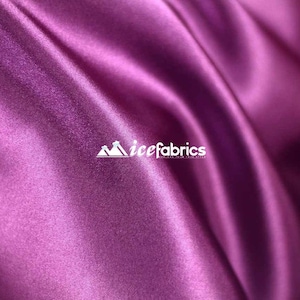 Jewel Purple- Soft Silky Shiny Stretch Charmeuse Satin Fabric By The Yard- Thin Satin- %5 Spandex