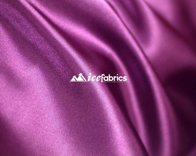 Jewel Purple- Soft Silky Shiny Stretch Charmeuse Satin Fabric By The Yard- Thin Satin- %5 Spandex