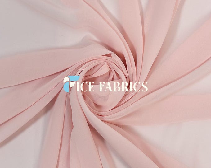 Rose Blush Soft Silky Chiffon Fabric By The Yard Matte Chiffon Fabric (60” Wide ) dresses, tablecloth, decor, design.