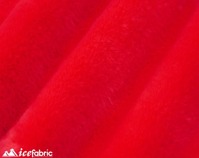 Red Bunny Faux Fur Thick Minky Fabric By The Yard | Ultra Soft 0.5" Short Pile Rabbit Fur Fabric | 60" Wide Minky Rabbit Fur