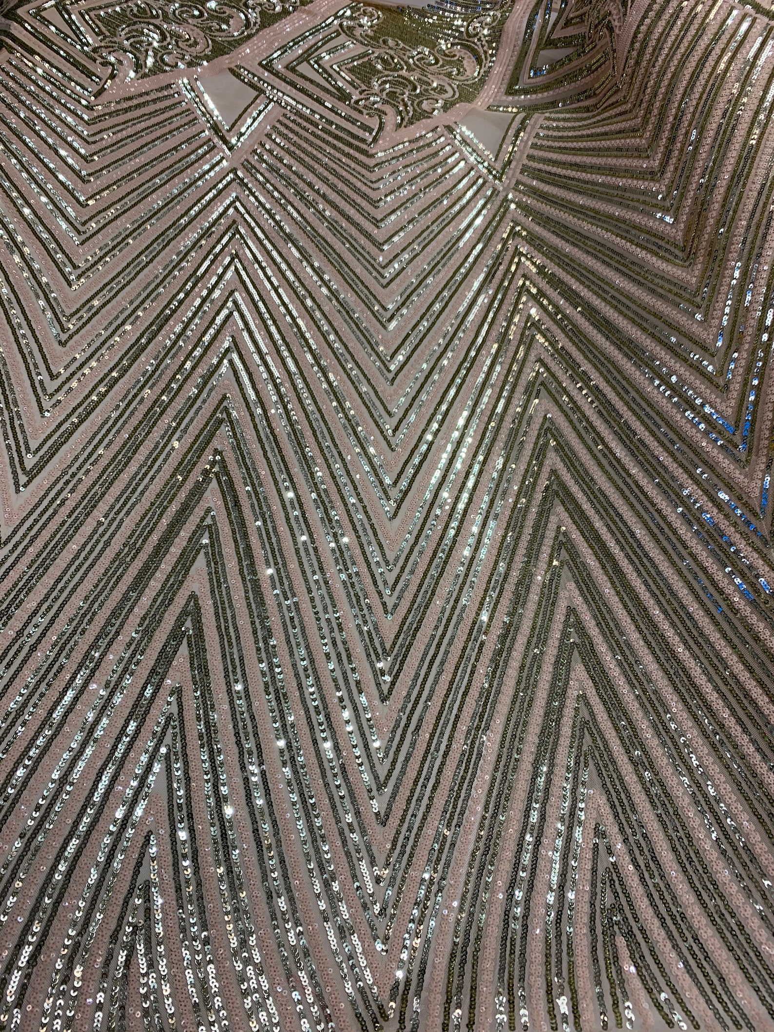 New Stretch Sequin Fabric By The Yard Geometric Gold SEQUIN Etsy