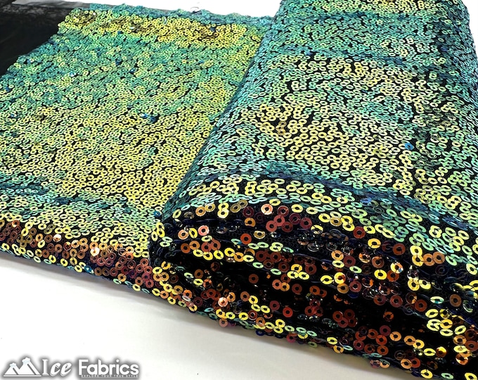 Luxury Iridescent Purple Orange Mini Sequin Fabric By The Yard on Mesh Fabric | Glitter Sequin Fabric | 3mm Sequin Fabric