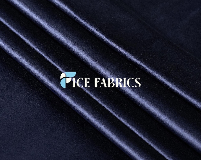 Navy Royal Soft Velvet Upholstery Fabric by the Yard – Heavy Weight Fabric for Sofa, Couch, Chair, Drapery, Curtains, and Home Décor