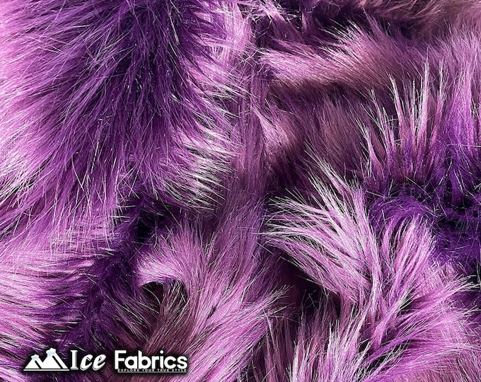 Plum Shaggy Mohair Animal Long Pile Faux Fur Fabric By The Yard | Fake Fur Material | 60” Wide | Solid and Soft