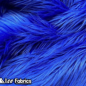 Royal Blue Shaggy Mohair Animal Long Pile Faux Fur Fabric By The Yard | Fake Fur Material | 60” Wide | Solid and Soft