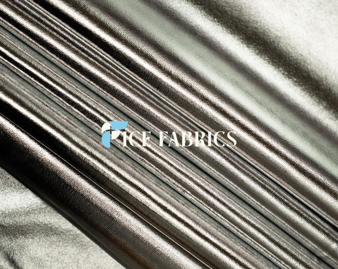 Black Silver Metallic Foil knit 4 Way stretch Spandex Fabric By The Yard Shiny Stretch Fabric for Dress, night gowns
