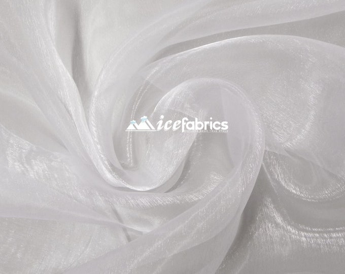 White_ Crystal Sheer Organza Fabric By The Yard and By The Roll- for Decorations, Fashion Dress.