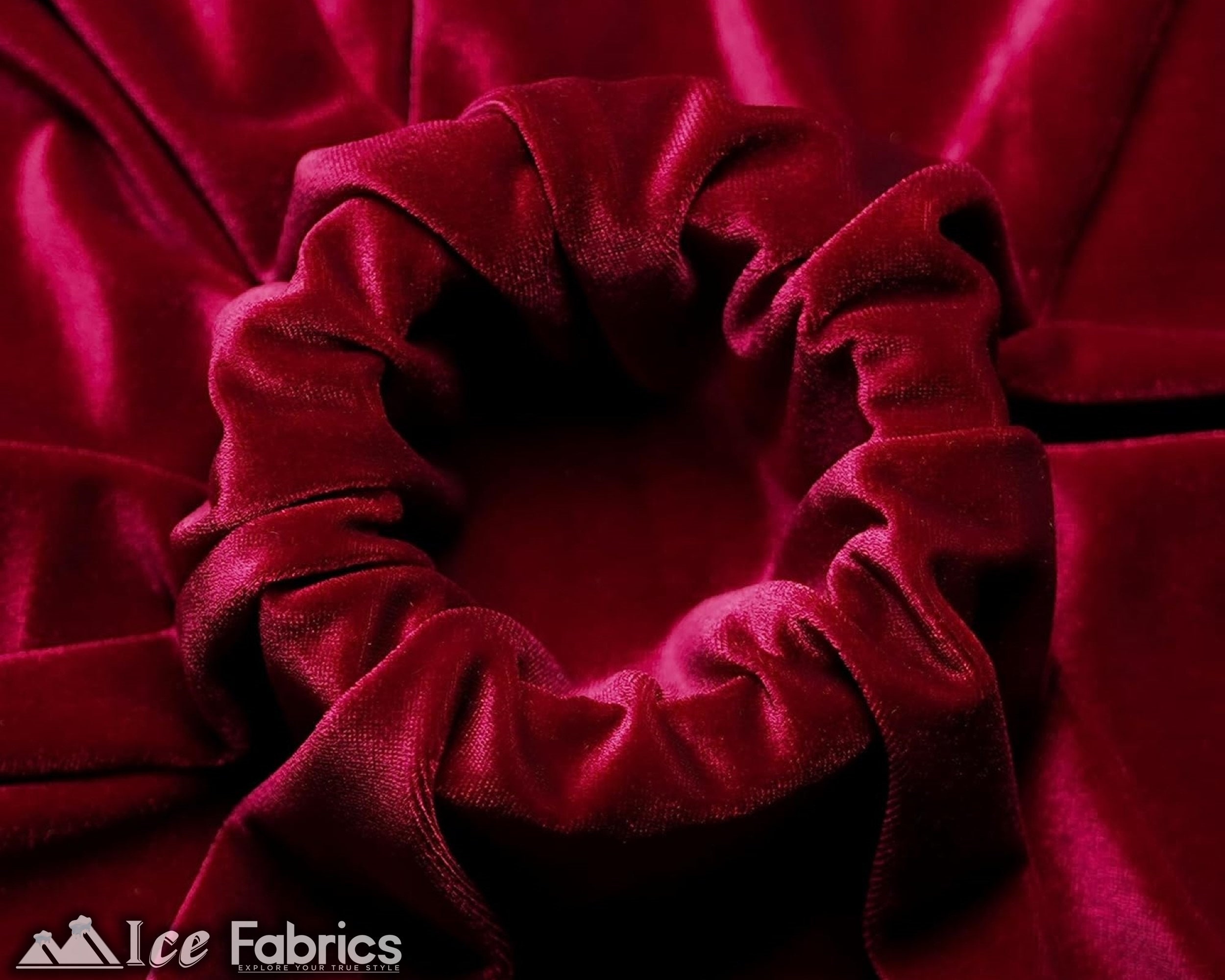 IRIDESCENT DEEP RED Silk Velvet Fabric