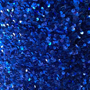 Beverly Design (Royal Blue) irisé Hologram Sequins ON A Blue Stretch Velvet Fabric per yard// 2 Way Stretch Velvet Sequins Lace.