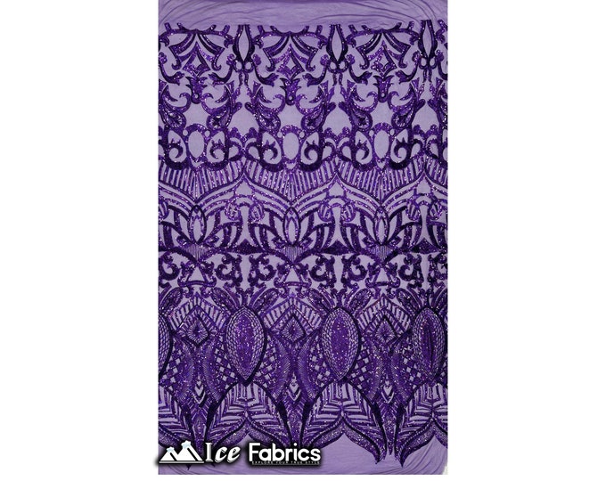 Luxury Sequin Fabric By The Yard | Purple Power mesh | 4 Way Stretch Lace Fabric | Prom Dress (B I G)