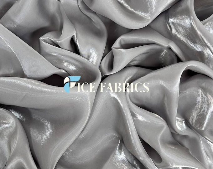Silver Iridescent Reflective Liquid Chiffon Fabric By The Yard (60” Wide) Crystal Chiffon Fabric Prom and Wedding dress