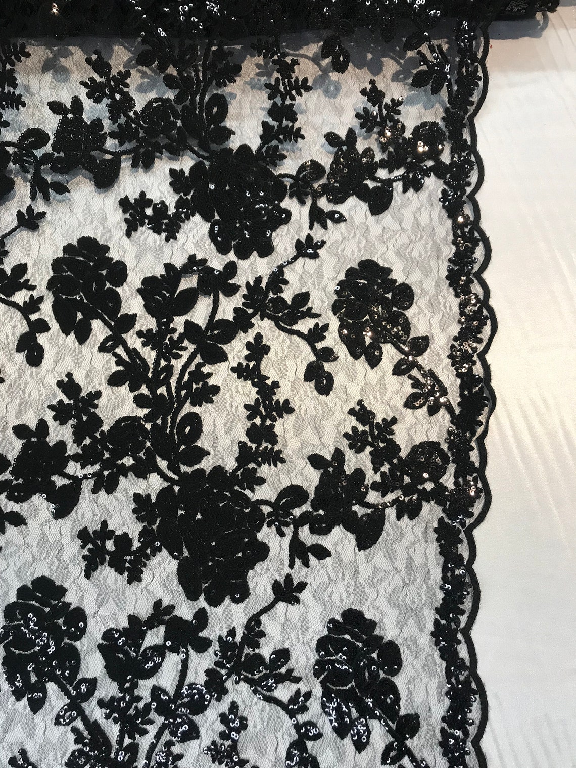 Black Sequins bridal Fashion women wedding dress fabric | Etsy