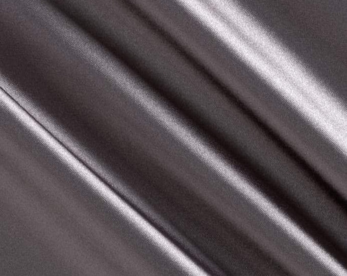 Dark Gray- Soft Silky Shiny Stretch Charmeuse Satin Fabric By The Yard- Thin Satin- %5 Spandex