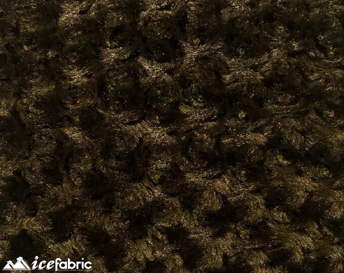 Brown Rose Rosette Minky Fabric By The Yard | 4 Way stretch Fabric | Ultra Super Soft Fabric | 58” Wide Swirl Plush Texture Fabric