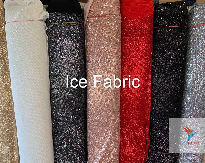 Ice Fabric Elegant Sequins Design// All Over Sequins Mesh 2 Way Stretch Fabric By The Yard// Mesh Lace Fabric Sequins Glitz/Knit Sequins