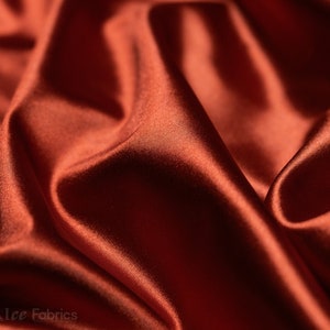 Rust 4 way stretch Silky Spandex Satin Fabric By The Yard | Shiny Satin Fabric | 60” Wide | Thick and Heavy Satin Spandex