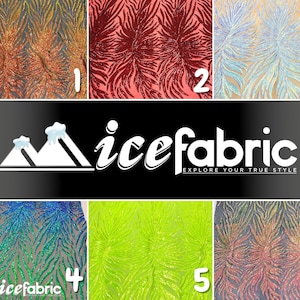 Feather Embroidery Sequin Fabric By the Yard | 4 Way Stretch Fabric | Spandex Mesh with Iridescent Sequin | Feather Design Embroidery