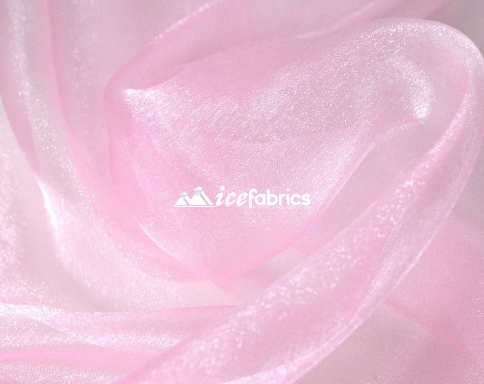Baby Pink_ Crystal Sheer Organza Fabric By The Yard and By The Roll- for Decorations, Fashion Dress