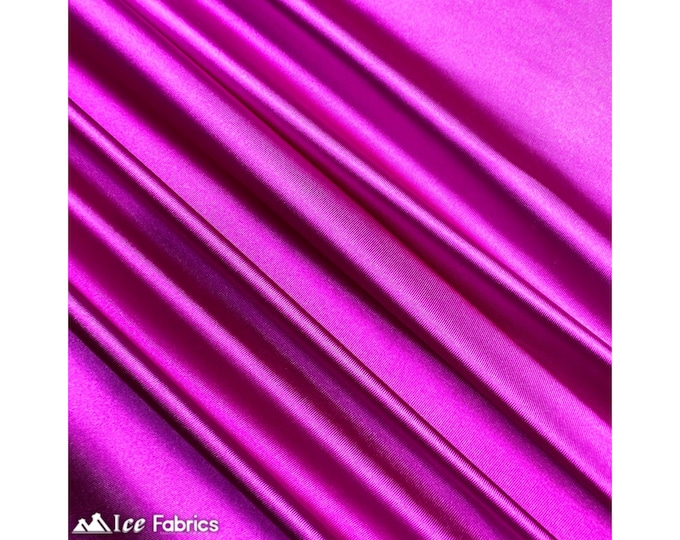 Pink Purple 4 Way Stretch Silky Spandex Satin Fabric By The Yard | Shiny Satin Fabric | 60” Wide Thick and Heavy satin Spandex Fabric