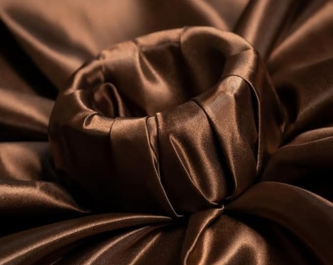 Bridal Satin Brown Shiny Satin Fabric By The Yard Thick Satin Fabric (60” Wide) Apparel, wedding decor, tablecloth.