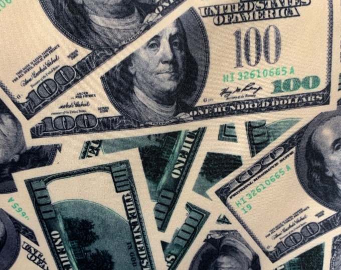 US Dollar Money Print Nylon Spandex Fabric By The Yard/ Swimsuit Fabric / Leggings Fabric /  Super Stretchy Fabric